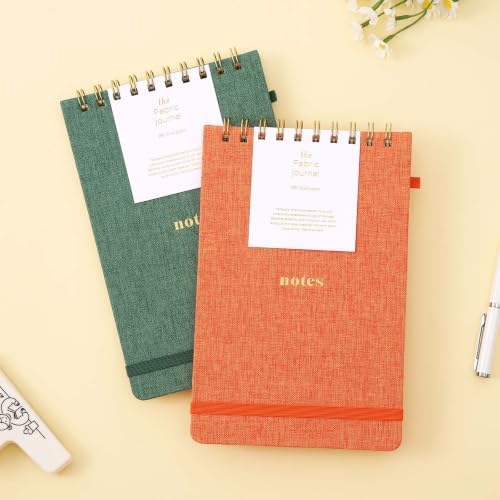 TSFPapier A5 Top Spiral Notebook, Fabric Hardcover College Ruled Journal