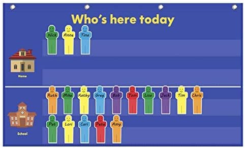 Attendance Pocket Chart for Classroom, Helping Hands Pocket Chart with 36 Cards, Ages 5+