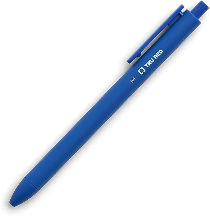 TRU RED Retractable Gel Pens, Fine Point 0.5mm, Blue Ink, 12 Pack – Quick‑Dry Pens for Precise, Smear‑Free Writing