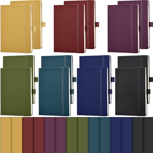 Laumoi 14 Pack Hardcover Lined Journal Notebooks Bulk,Retro Color,A5
