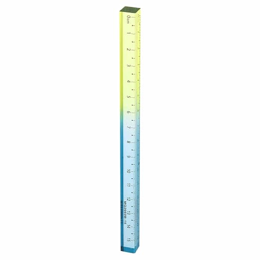 HARFINGTON Acrylic Clear Straight Rulers 15cm Metric Transparent Gradient Three-Dimensional Plastic Ruler Square Cube Measuring Tool for Classroom Office, Blue Yellow