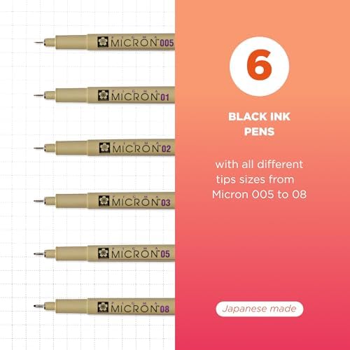 SAKURA Pigma Micron Fineliner Pens - Archival Black Ink Pens - Pens for Writing, Drawing, or Journaling - Assorted Point Sizes - 18 Pack
