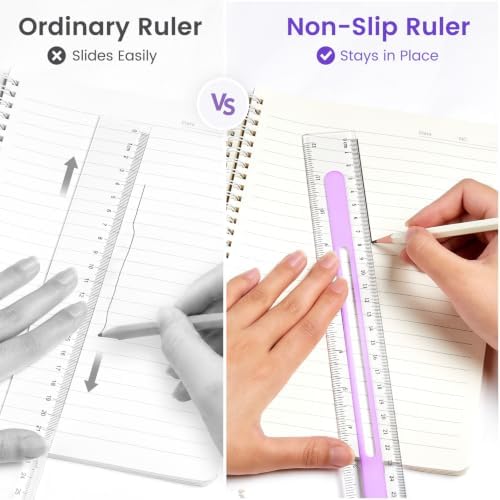 Sooez 3 Pack Ruler 12 Inch, Anti-Slip Clear Rulers for Kids, Light Blue