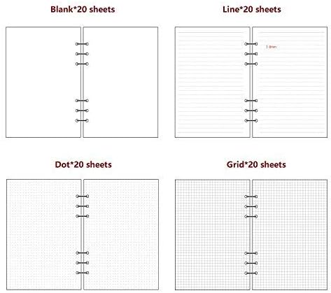 A5 Planner Inserts, Refillable for Filofax Refills,Harphia,6 Ring Binder Refill,Dot,Line,Grid,Plain,80 sheets/160 Pages for Premium 100 GSM Thickness(A5 5.59 x 8.27'')