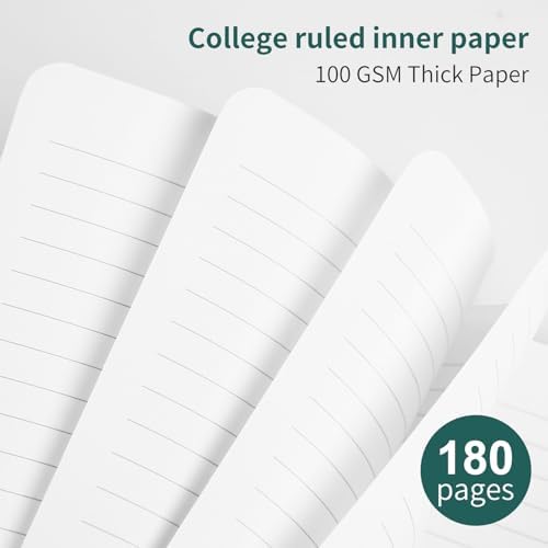 Spiral Notebook - 7.24" x 10" College Ruled Journal with Inner Pockets and 180 Pages, PU Leather Cover Business Journal, Twin-Wire Binding Notebook Perfect for Office & Home School Supplies Green