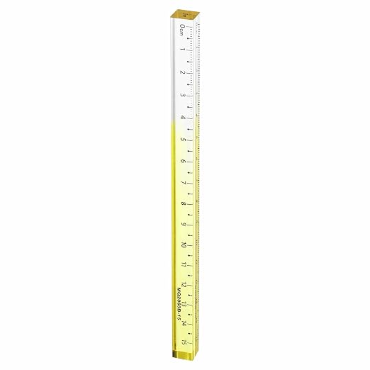 HARFINGTON Acrylic Clear Straight Rulers 15cm Metric Transparent Gradient Three-Dimensional Plastic Ruler Square Cube Measuring Tool for Classroom Office, Yellow