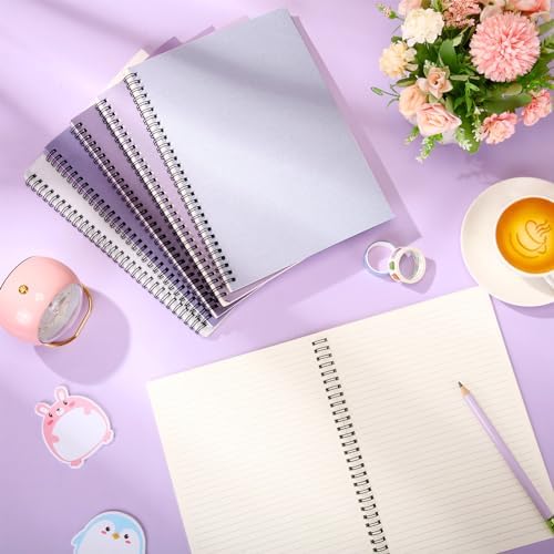Fuutreo 6 Pack Spiral Notebook 10.5x7.45 Notebook,Purple Series,Purple