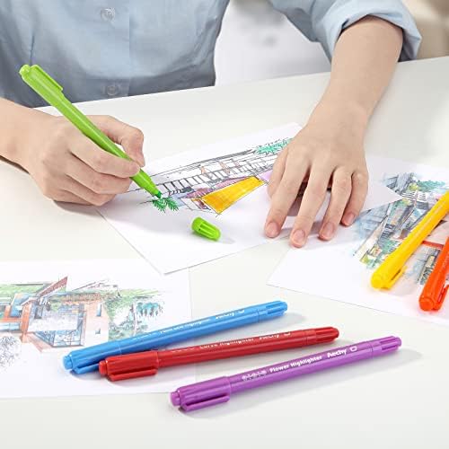 AECHY Dual Tip Curve Highlighter Pens,6 Pattern Roller & 8 Chisel Tip Pens