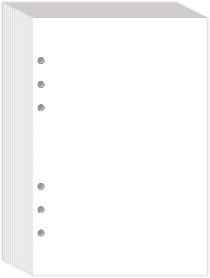 (3-Pack) A5 Blank Paper - 6-Hole Punched Paper Refills for A5 Binder, 240 Sheets/480 Pages Printer Paper, 100gsm, White, 5.6'' x 8.2''