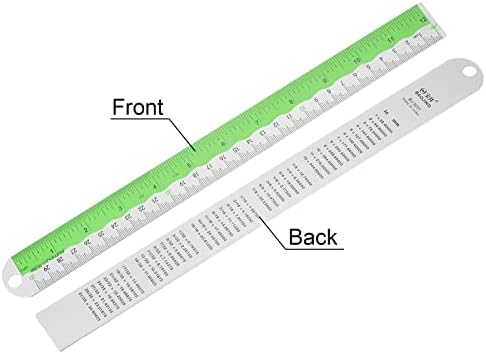 HARFINGTON Straight Ruler 12 Inch Metric English System Aluminum Alloy Ruler with Small Hole Measuring Tool for Children Study Classroom Office, Green