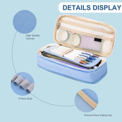 Arnuixty Large Storage Pencil Case Pen Bag with Zipper Big Capacity Pouch Organizer for Office Travel Holder Box