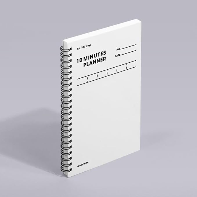 MOTEMOTE 10-Minute Planner 100 DAYS – Study Planner, Time-Blocking Productivity Journal, Spiral-Bound, Color Chip Edition (White)
