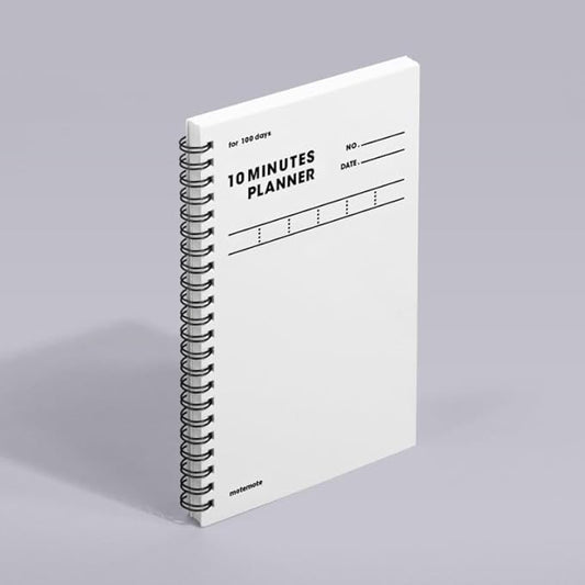 MOTEMOTE 10-Minute Planner 100 DAYS – Study Planner, Time-Blocking Productivity Journal, Spiral-Bound, Color Chip Edition (White)