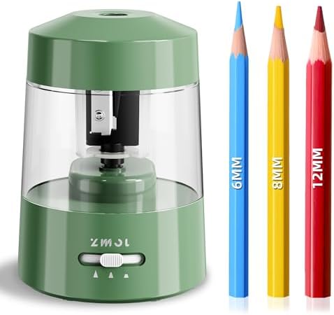 ZMOL Electric Pencil Sharpener Battery Powered, 6-12mm Jumbo Pencils,Green