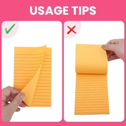 6 Pack 4x6 Lined Sticky Notes, 270 Sheets Super Sticky Memo Pads with Lines