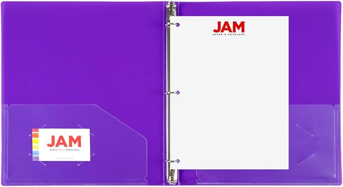 JAM PAPER Plastic 0.5 inch Binder - Purple 3 Ring Binder - Sold Individually