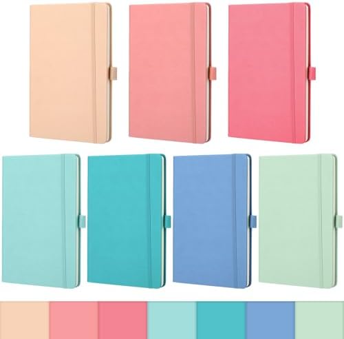 Laumoi 7 Pack Hardcover Lined Journal Notebooks Bulk,Rococo Color,A5