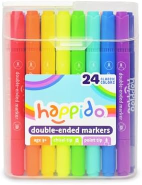 International Arrivals Happido Double-Sided Markers for Kids, Set of 24