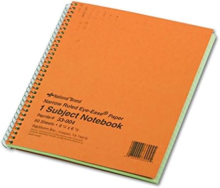 National Single-Subject Wirebound Notebooks, Narrow Rule, Brown Paperboard Cover, (80) 8.25 x 6.88 Sheets