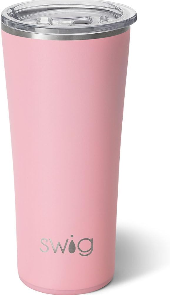 Swig Life 22oz Insulated Tumbler, Travel Coffee Tumbler with Lid, Cup Holder Friendly Travel Coffee Mug, Stainless Steel (Blush)
