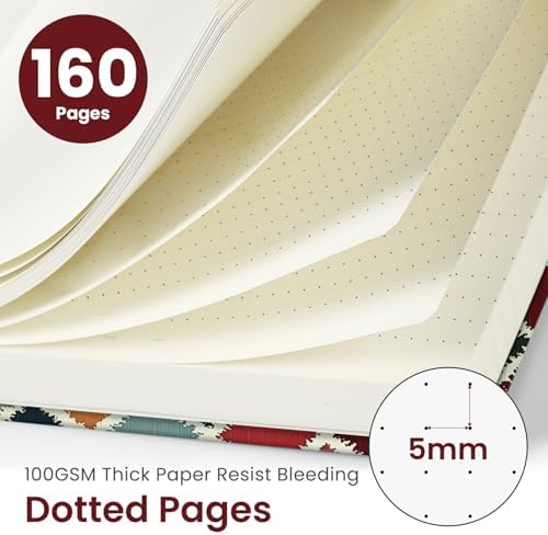 Taja Pretty Journal for Women, 5.7" x 8.3" Dotted Notebook for Journaling
