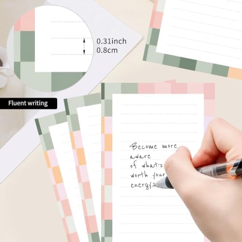 2 Pack Lined Sticky Notes 4x6 in, Cute Self-Stick Notepads with Lines, Large Memo Pads Strong Adhesive for Office, Home Colorful Funny Checkerboard