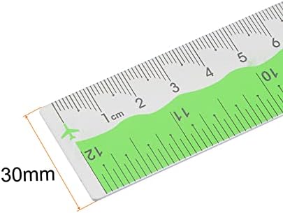 HARFINGTON Straight Ruler 12 Inch Metric English System Aluminum Alloy Ruler with Small Hole Measuring Tool for Children Study Classroom Office, Green