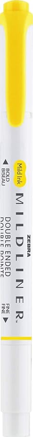 Zebra Pen Mildliner Dual-Tip Highlighters, Broad and Fine Tips, Ideal for Bible Highlighting, No Bleed, School Supplies, Teacher Supplies and Office Supplies, Mild Lemon Yellow Ink, 12-Pack (78550upc)