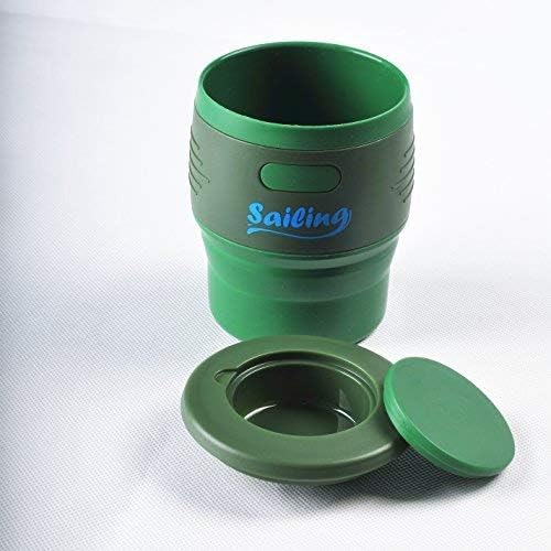 Sailing Collapsible Portable Reusable Silicone 12 fl oz Drinking/Coffee Cup/Mug. 100% food grade silicone. BPA Free (Dark Green)