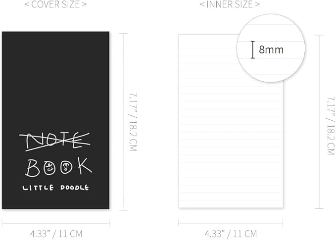 Monolike Little Doodle PVC Handy Notebook, X book - Exposed Binding, PVC cover, Academic, Journal, Diary, 160pages