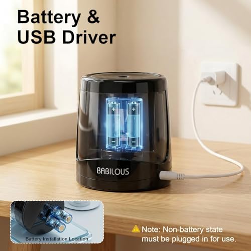 Babilous Automatic Electric Pencil Sharpener for Kids, USB Battery Powered