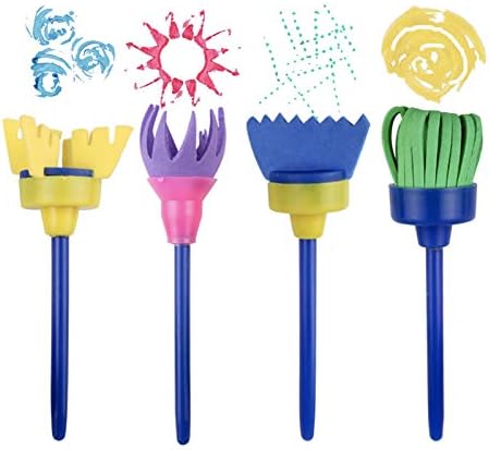 Washable Paint Brushes Set for Toddler Kids Early Learning Toys Finger Paints sponges Art Supplies Gifts -nontoxic-100% Baby Safe