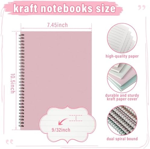 Fuutreo 6 Pack Spiral Notebook 10.5x7.45 Notebook,Boho,Blue Green