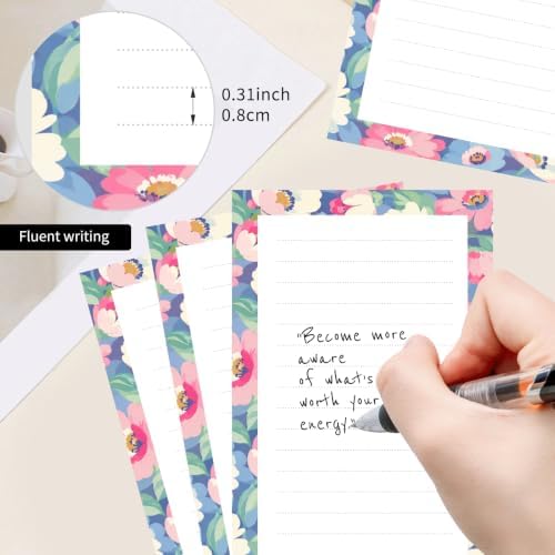 2 Pack Lined Sticky Notes 4x6 in, Cute Self-Stick Notepads with Lines, Large Memo Pads Strong Adhesive for Office, Home Beautiful Boho Flowers