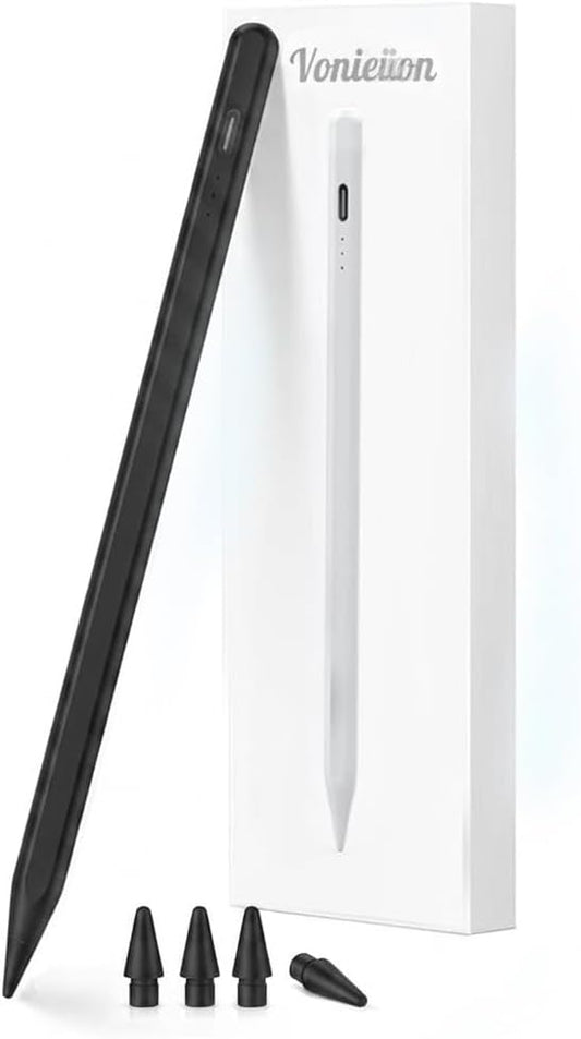 Stylus Pen for iPad with Shortcuts & Battery Display – 15-Min Fast Charge, Palm Rejection, Tilt Sensitivity, Magnetic – Compatible with iPad Pro/Air/Mini (2018-2026) – Black