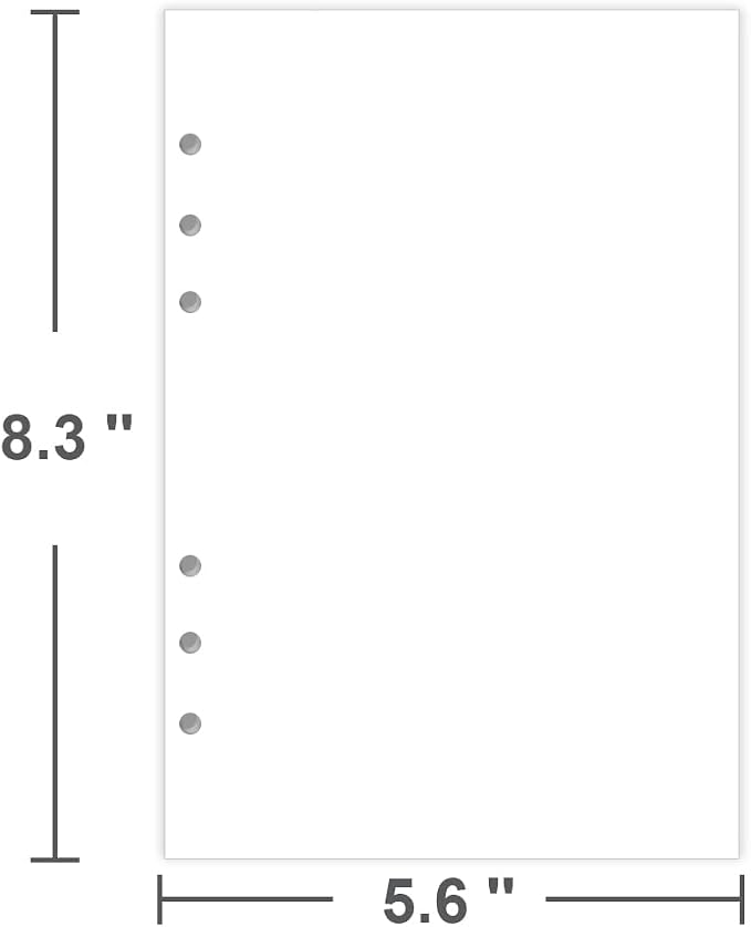 (3-Pack) A5 Blank Paper - 6-Hole Punched Paper Refills for A5 Binder, 240 Sheets/480 Pages Printer Paper, 100gsm, White, 5.6'' x 8.2''