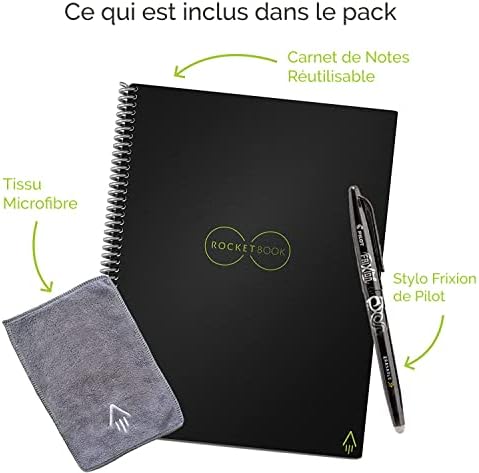 Rocketbook Fusion Reusable Undated Productivity Planner, Executive Size 6x8.8, Navy Blue - Goals, Monthly and Weekly Calendar, Daily To-do List, Lined and Dotted Notes Pages