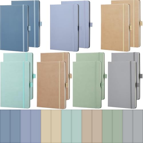 Laumoi 14 Pack Hardcover Lined Journal Notebooks Bulk,Classic Color,A5