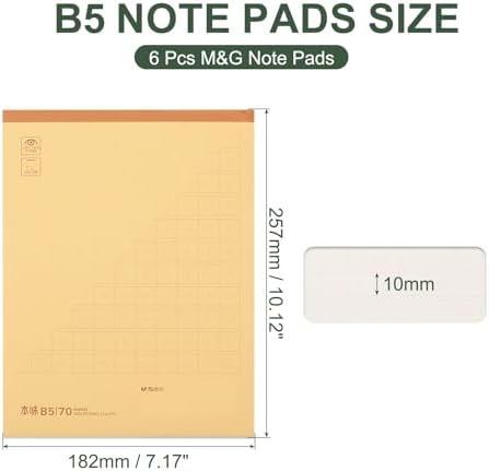 M&G 7x10 Note Pads, 6 Pack B5 Legal Pads 70 Sheets Notepads Writing Pad Grid Chinese Memo Paper Tablet for Work Writing Note Taking Chinese