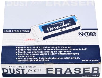 Dust Free Eraser, White,Black Pack of 20