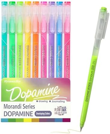 9 Colored Gel Pens Set, 0.6mm Fine Point for Black Paper & White Paper, Pens for Journaling, Adult Coloring Books, Bible, Drawing, Note Taking, Art & Journaling Supplies (Dopamine)