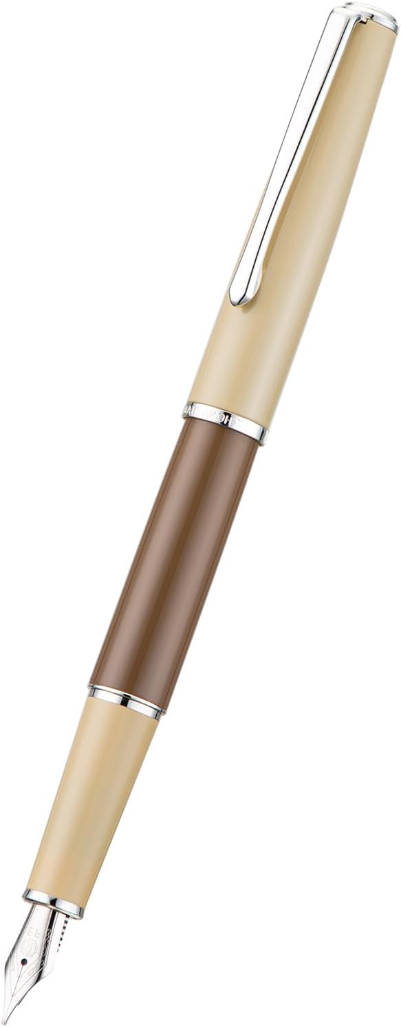 Hongdian 920S Fountain Pen Brown Metal Pen, Iridium M Nib Classic Pen with Ink Converter
