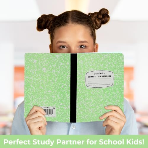 Paper Rite Assorted Marble Composition Notebook Wide Ruled (9.75x7.5 in), 100 Sheets | 200 Pages | For School, Office, Students, Teachers (5, Green)