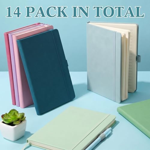 Laumoi 14 Pack Hardcover Lined Journal Notebooks Bulk,Pastel Color,A5