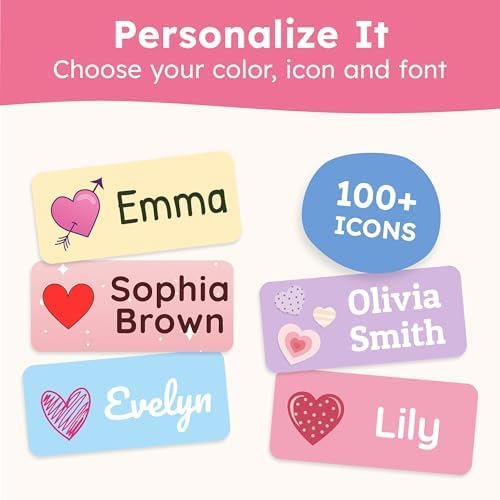Personalized Name Labels for Kids (210 Labels) - Durable & Waterproof Custom Name Stickers for Clothing Tags, School Supplies, Camp & Daycare - Forever (1.2”x0.5”)