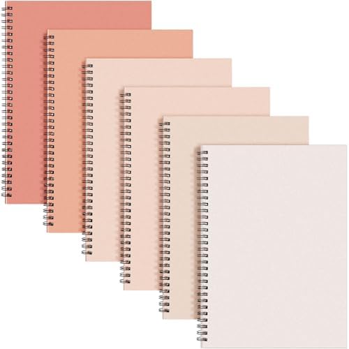 Fuutreo 6 Pack Spiral Notebook 10.5x7.45 Notebook,Orange Series,Light
