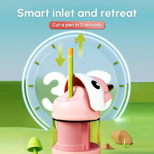 M&G Electric Cute Pencil Sharpeners for 7-8mm Colored Pencils, Fully Automatic Unicorn Pencil Sharpener, Auto in & Out, Rechargeable Hands-Free USB Sharpener for Kids Students Classroom School Office