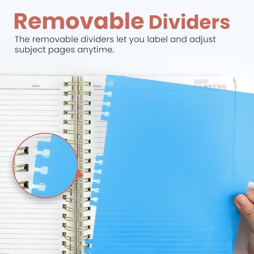 Taja Spiral Notebooks for Work 5 Subject Notebook with Removable Dividers
