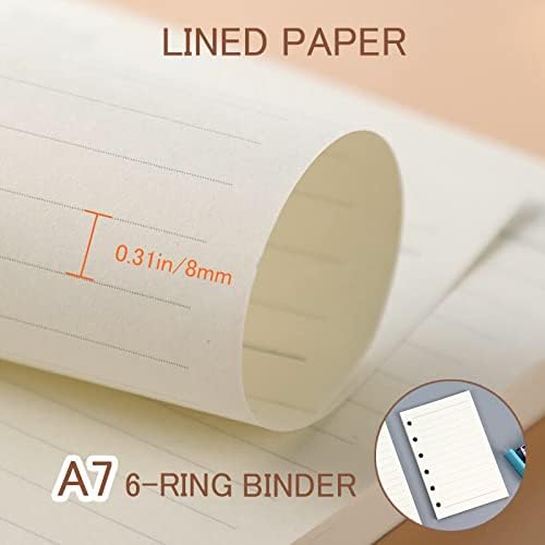 DY.2ten Refillable A7 Notebook Set, 3 Pack Lined Refill Paper, A7 Clear Zipper Binder Pockets, Dividers, Ruler Marker, Paper Refill for 6-Ring Binders Planner Notebook