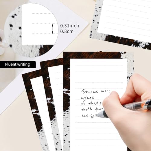 2 Pack Lined Sticky Notes 4x6 in, Cute Self-Stick Notepads with Lines, Large Memo Pads Strong Adhesive for Office, Home Brown White Cowhide
